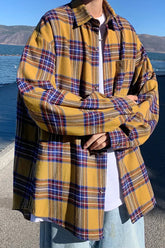 Camisa holgada a cuadros con colores vintage para hombre